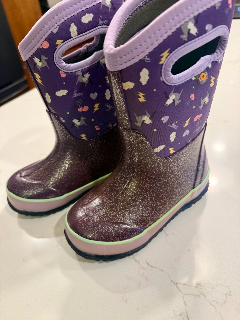 Kids Bogs Purple Glitter Snow boots